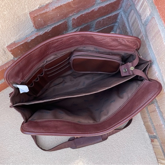 Rare & Unique Bill Blass VTG Soft Bomber Cowhide  Leather Briefcase in Chocolate - Picture 11 of 15